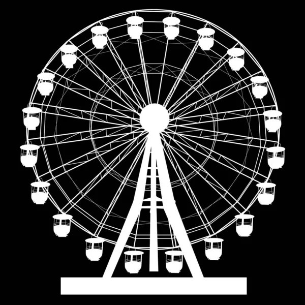 Silhouette atraktsion roue ferris coloré sur fond noir illustration — Image vectorielle