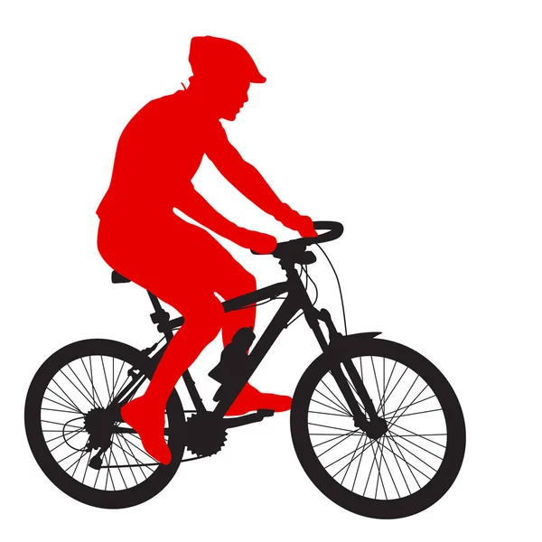 Silhouette d'un cycliste masculin sur fond blanc — Image vectorielle