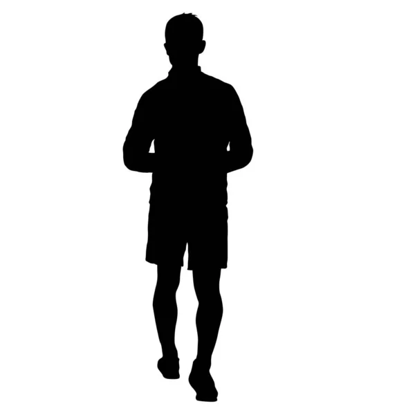 Black silhouette man standing, people on white background — Stock Vector