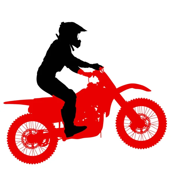 Silhouette du motard effectuant tour sur fond blanc — Image vectorielle