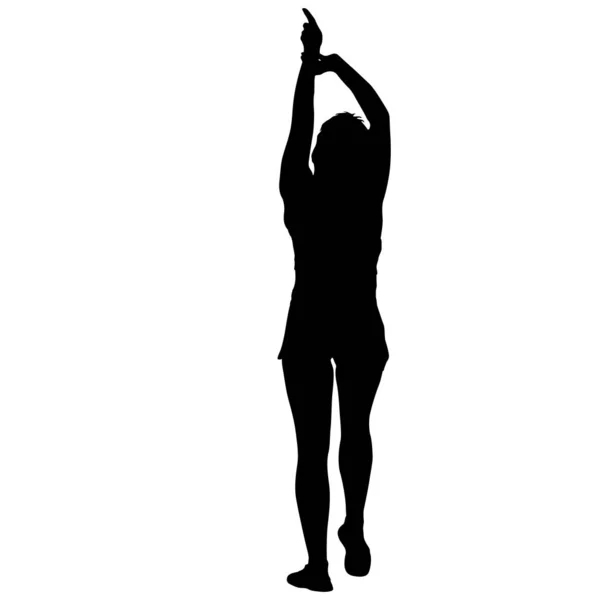 Černé siluety ženy s operované na bílém pozadí — Stockový vektor