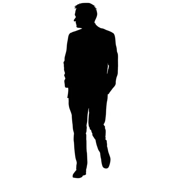 Homem de negócios silhueta de terno em um fundo branco — Vetor de Stock