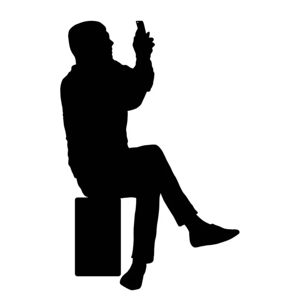 Muž s siluetou sedícího na židli bílé pozadí — Stockový vektor