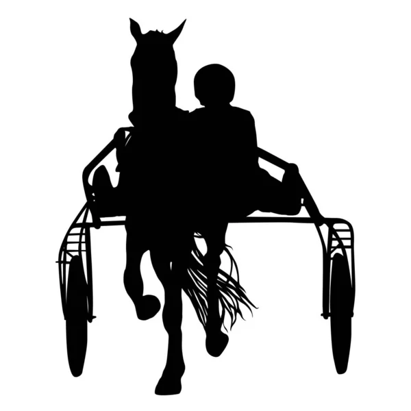 La silhouette noire du cheval et du jockey — Image vectorielle