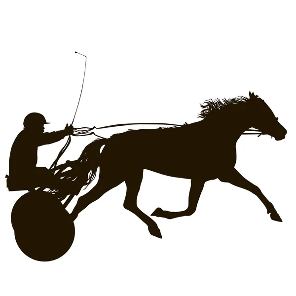 马和赛马的黑色剪影 — 图库矢量图片