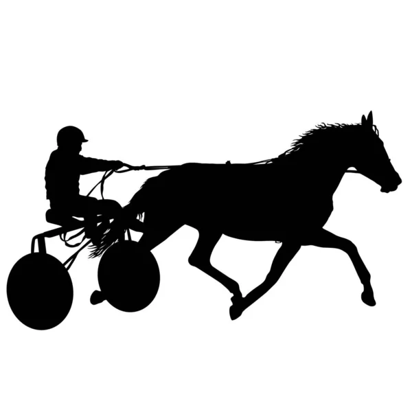 La silhouette noire du cheval et du jockey — Image vectorielle