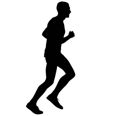 Siyah Siluetler Koşucular beyaz arka planda koşucular