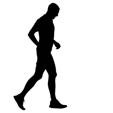Siyah Siluetler Koşucular beyaz arka planda koşucular