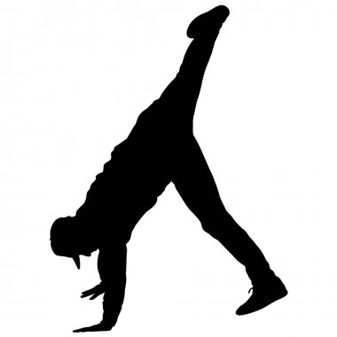 Siyah Siluetler beyaz arka planda break dansçı