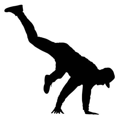 Siyah Siluetler beyaz arka planda break dansçı