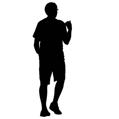 Beyaz arka plan üzerinde duran insanlar silüeti