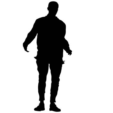 Ayakta, insanlar beyaz arka planda siyah siluet kişi