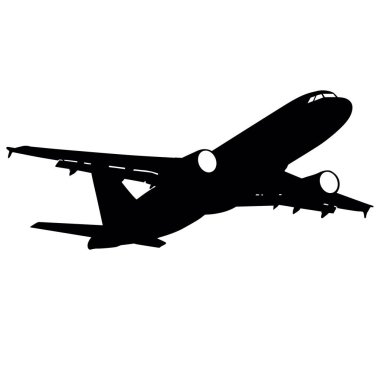 Beyaz arka plan daki düzlemlerin siluetleri