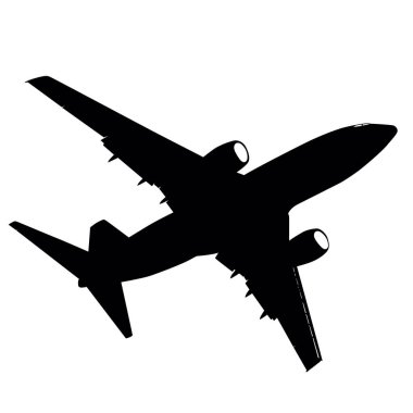 Beyaz arka plan daki düzlemlerin siluetleri