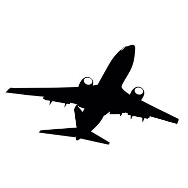 Beyaz arka plan daki düzlemlerin siluetleri