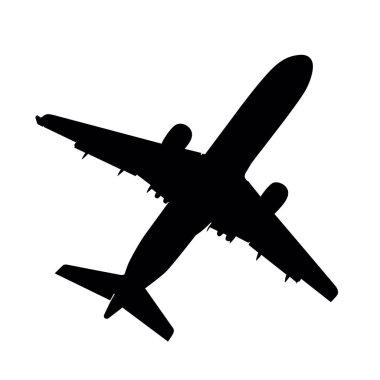 Beyaz arka plan daki düzlemlerin siluetleri