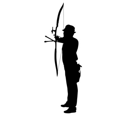 Bir yay bükme ve hedef hedefleyen siluet çekici erkek archer