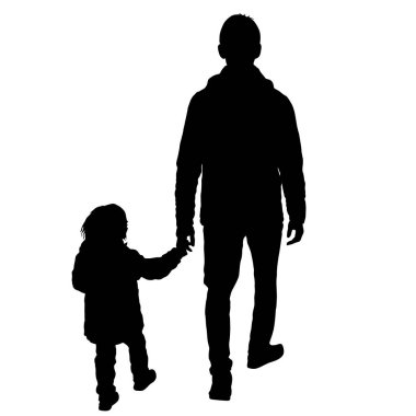 Beyaz arka planda mutlu aile silueti