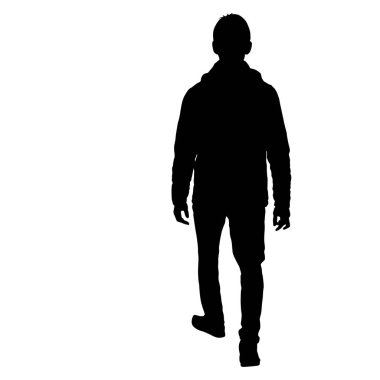 Beyaz arka plan üzerinde duran insanlar silüeti