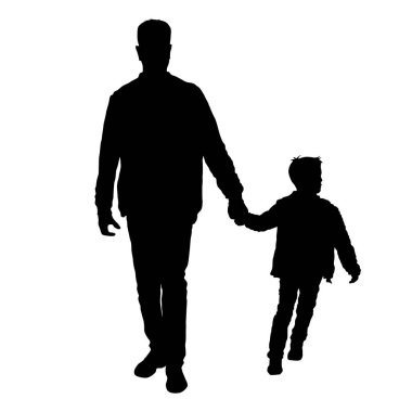 Beyaz arka planda mutlu aile silueti