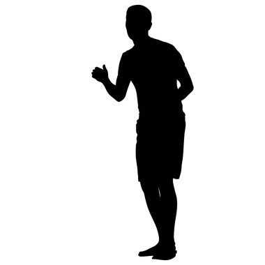 Beyaz arka plan üzerinde duran insanlar silüeti