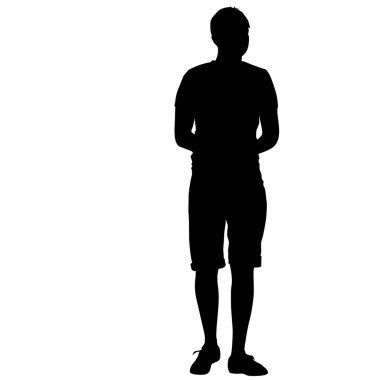 Beyaz arka plan üzerinde duran insanlar silüeti