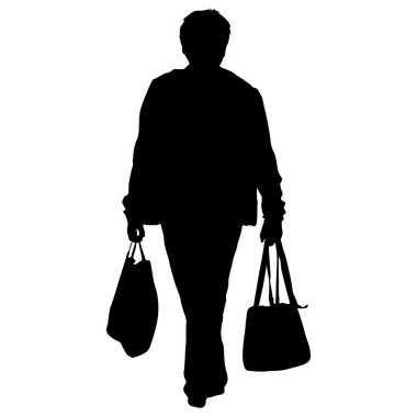 Beyaz Arka Plan üzerinde çanta bagaj taşıyan Insanların Siluet