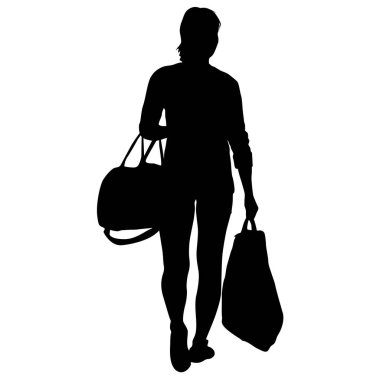 Beyaz Arka Plan üzerinde çanta bagaj taşıyan Insanların Siluet