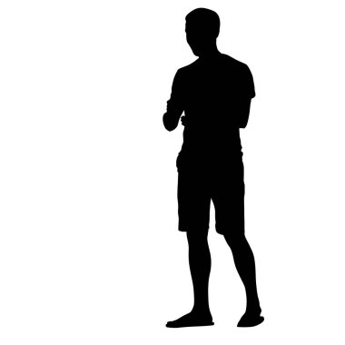 Beyaz arka plan üzerinde duran insanlar silüeti