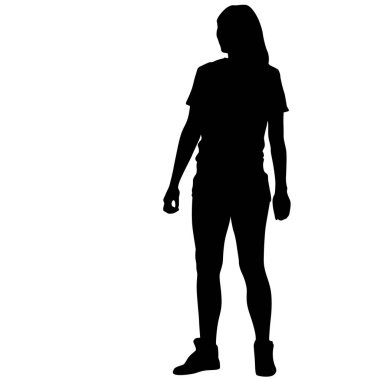 Beyaz arka plan üzerinde duran insanlar silüeti