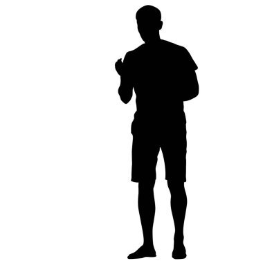 Beyaz arka plan üzerinde duran insanlar silüeti