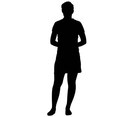 Beyaz arka plan üzerinde duran insanlar silüeti