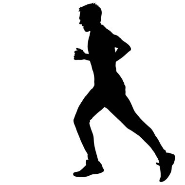 Siluet Koşucuları sürat koşusunda, beyler. vektör illüstrasyonu