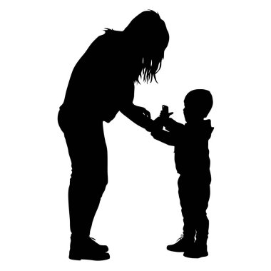 Beyaz arka planda siyah siluetler aile. vektör çizim