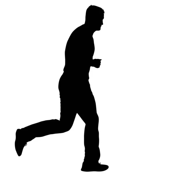 Preto silhuetas corredores sprint homens no branco fundo —  Vetores de Stock