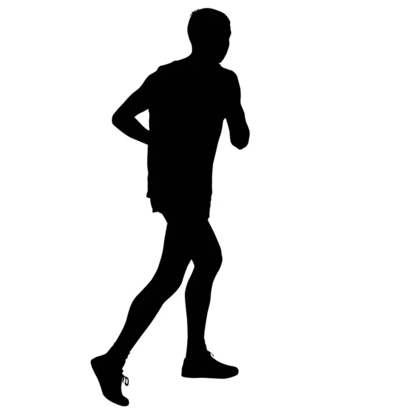 Black Silhouettes Runners sprint men on white background — Stock Vector