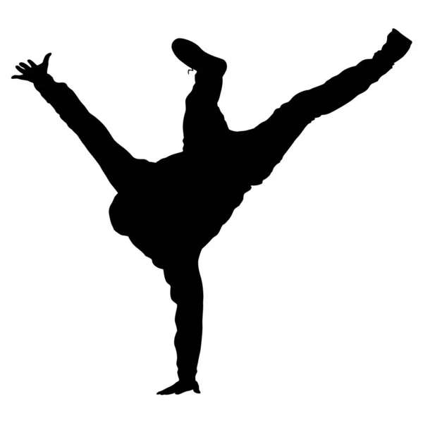 Breakdancer Silhouettes noires sur fond blanc — Image vectorielle