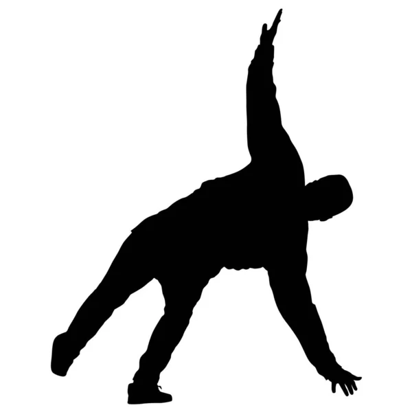白い背景に黒いシルエットのブレークダンサー — ストックベクタ