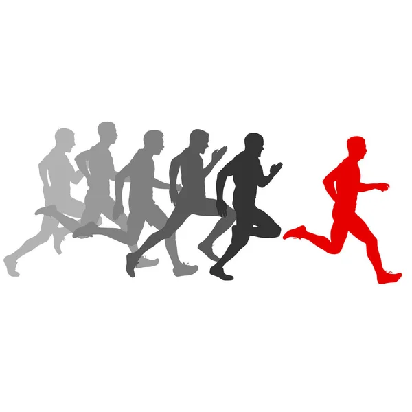 Definir silhuetas corredores homens sprint em um fundo branco — Vetor de Stock