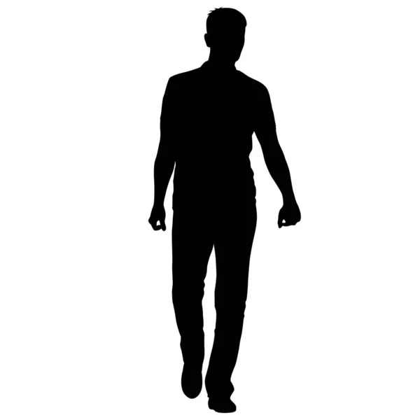 Черный силуэт мужчина стоит, люди на белом фоне — стоковый вектор