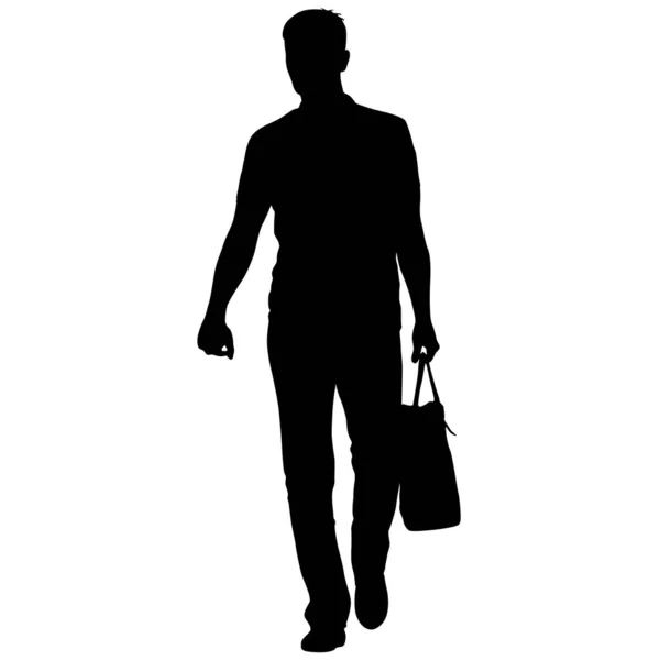Schwarzer Silhouette stehender Mann, Menschen auf weißem Hintergrund — Stockvektor