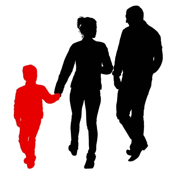 Silhouette of happy family on a white background — Stock Vector