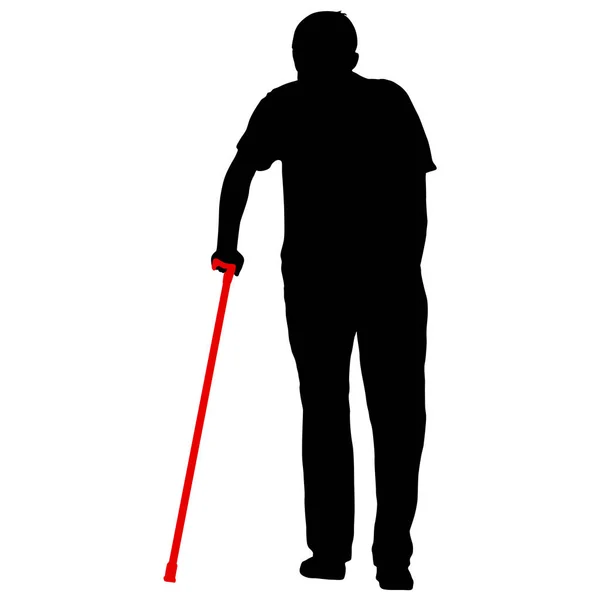 Silueta osob se zdravotním postižením na bílém pozadí — Stockový vektor