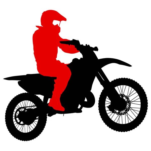 Silhouettes Rider participates motocross championship on white background — Stock Vector