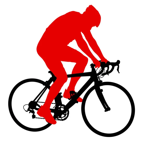 Silhouette d'un cycliste masculin sur fond blanc — Image vectorielle