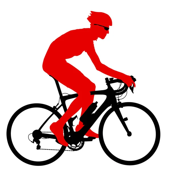 Silhouette d'un cycliste masculin sur fond blanc — Image vectorielle