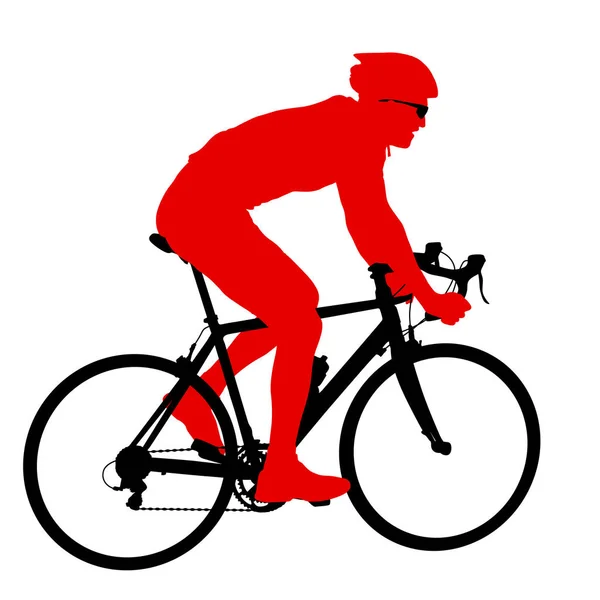 Silhouette d'un cycliste masculin sur fond blanc — Image vectorielle