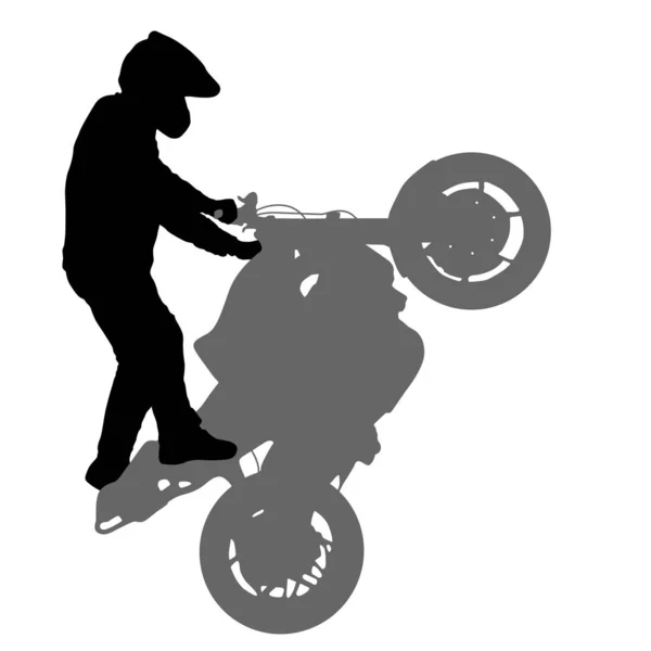 Silhouettes Rider participa en el campeonato de motocross sobre fondo blanco — Archivo Imágenes Vectoriales
