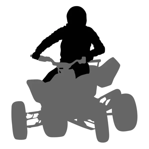 Силуэт мотоциклиста на квадроцикле, на белом фоне — стоковый вектор