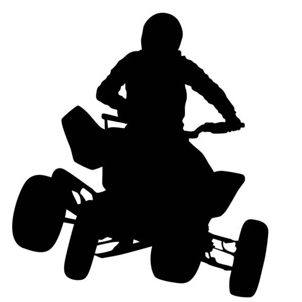 Silhouette of the motorcyclist on a quad bike, on a white background — Stock Vector